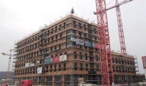 Izgradnja HoHo tornja, snimljeno u januaru 2018.